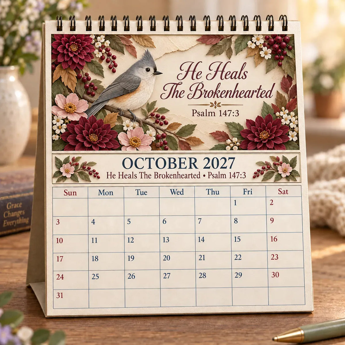βοΈβοΈ 3D Christian Calendar 2027 | 12 Scripture Designs with Nature Scenes, Birds & Flowers for Faith-Filled Homes & Meaningful Gifts π