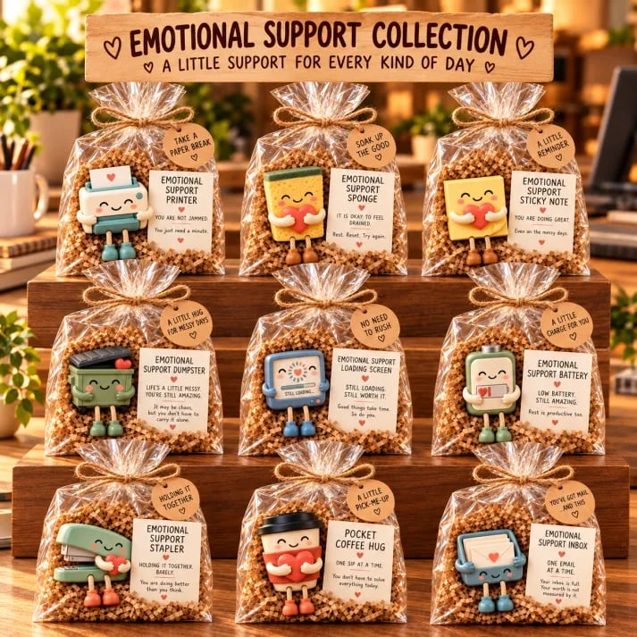 π Emotional Support Desk Companions π Funny Coworker Gift with Encouraging Message Card