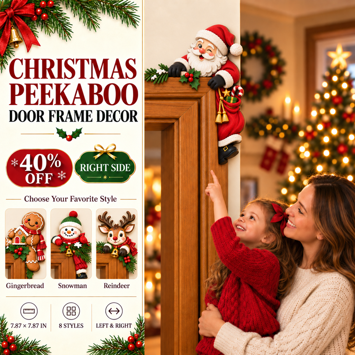 π
2026 Christmas Gift 50% Off--Christmas Peekaboo Door Frame Corner Decor