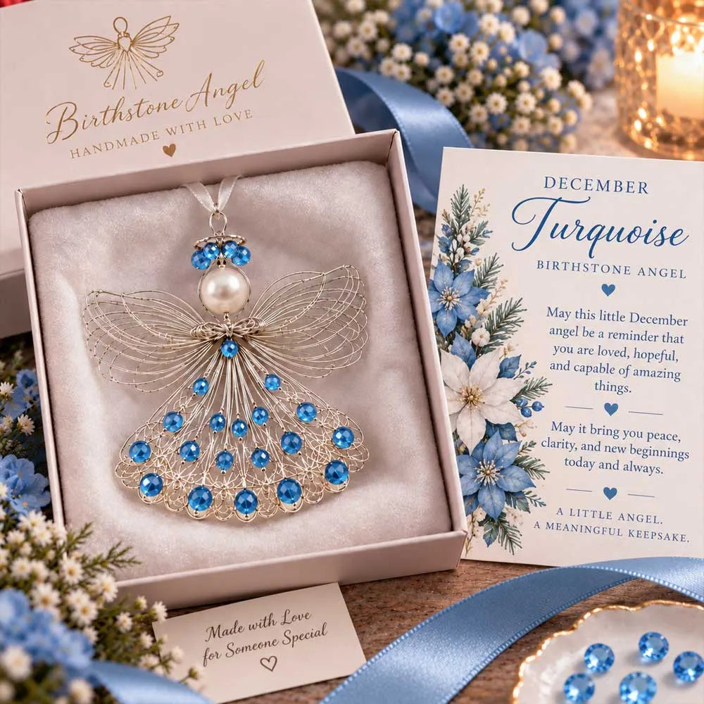 ⏳ Last Day 50% OFF – 👼Handmade Birthstone Angel Wire Ornament |12 Meaningful Birthstone Colors with Keepsake Card ✨