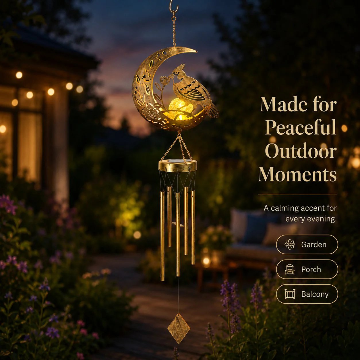 ππβ¨ Moon Courtyard Solar Wind Chime