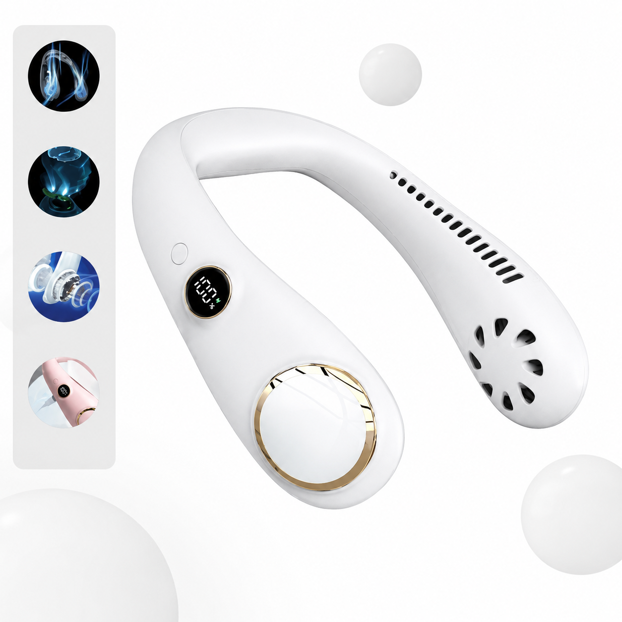 White portable neck fan