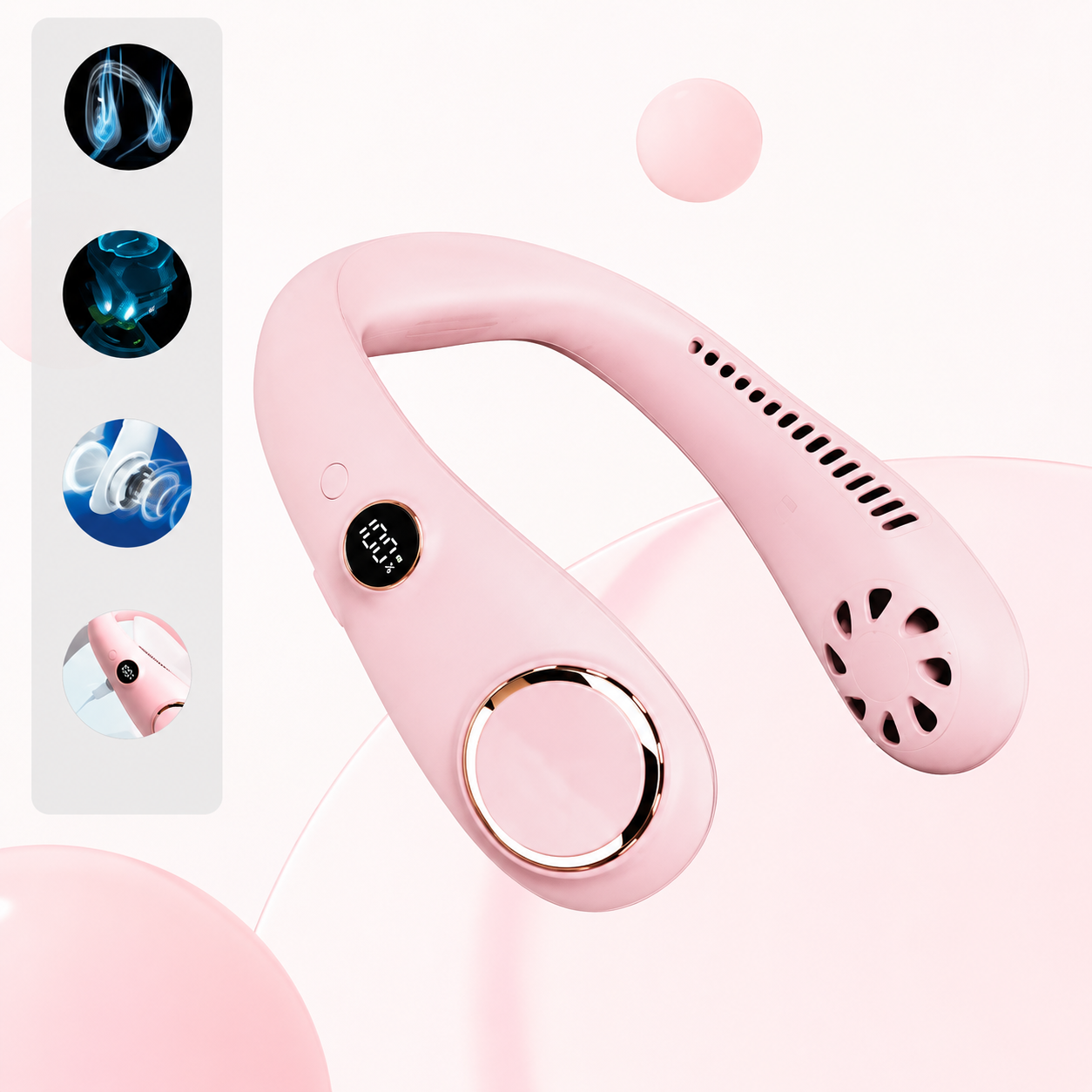 Pink portable neck fan