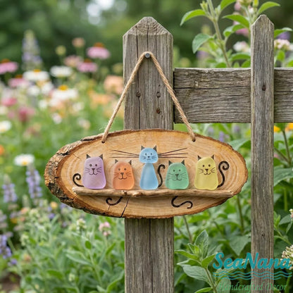 😻😻  Super Cute Sea Glass Cat Wall Hanging 💕✨🐾