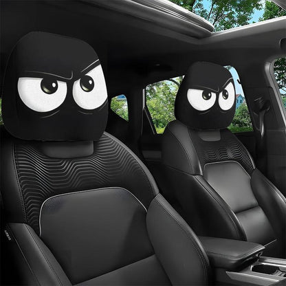😆 Funny Cartoon Car Headrest Covers – 2PCS 2D Universal Fit 🚗