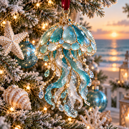 🎅🎅 2026 Christmas Gift 50% Off--2026 Ocean Christmas Series Sea Glass Ornament Collection – Seahorse, Octopus, Jellyfish, Shark, Sea Turtle & Whale Coastal Holiday Keepsakes