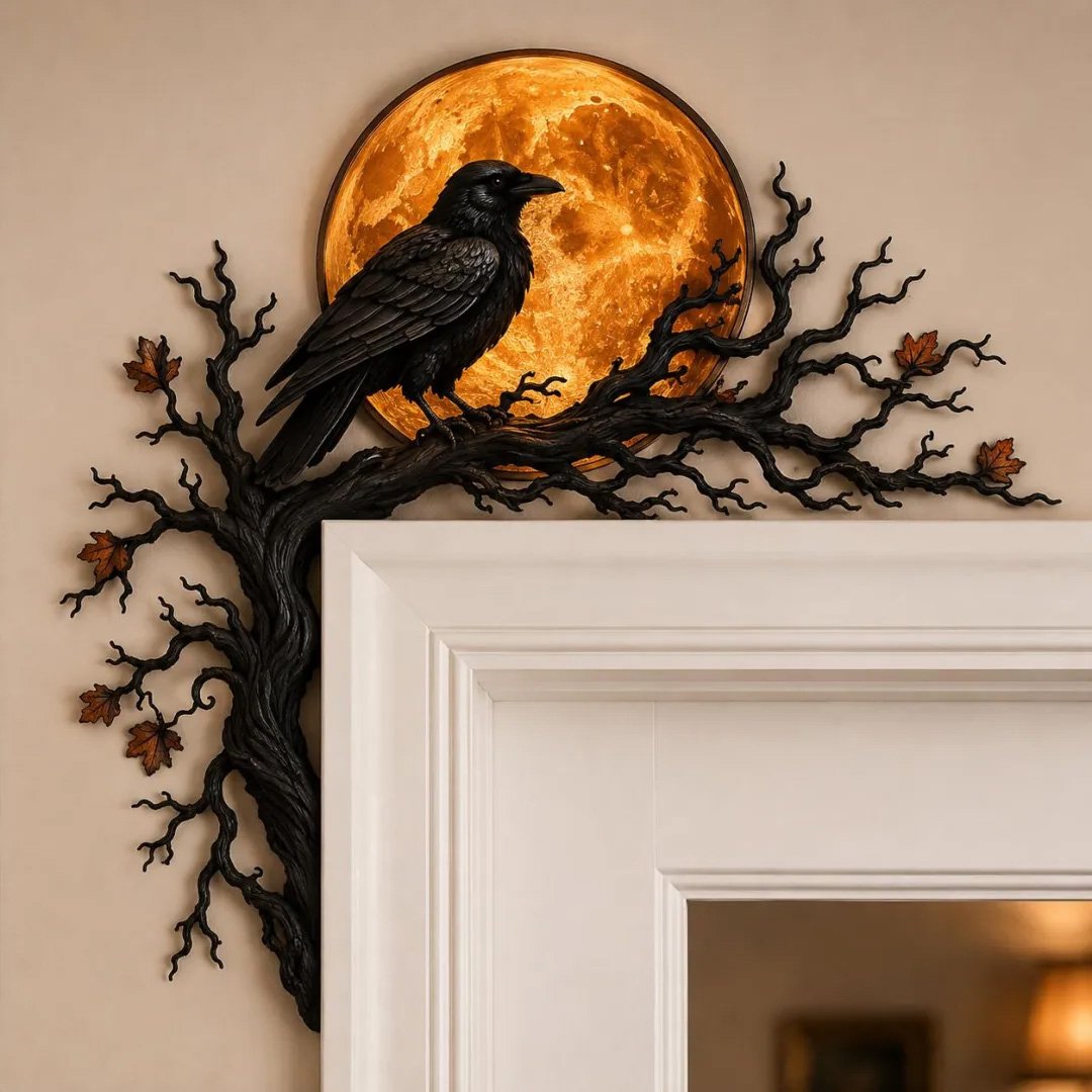 🐦‍⬛🐦‍⬛🌕 Raven Moon Halloween Corner Decor