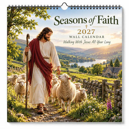 ✝️✝️ 2027 Seasons of Faith Wall Calendar | 12 Months of Christian-Inspired Artwork, Peaceful Countryside Scenes & Shepherd Imagery for Home, Prayer Spaces & Meaningful Gifts 🌿