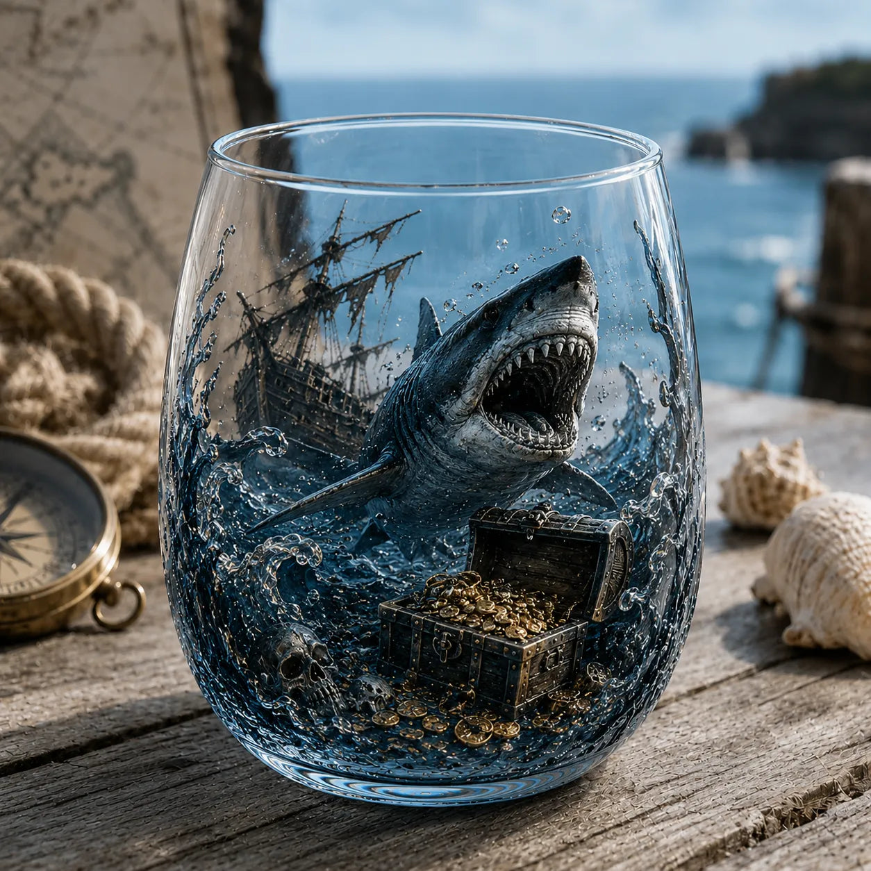 🌊Release The Kraken Pirate Glass Collection — 3-Piece Legendary Ocean Treasure Set - KRAKEN RISE GLass