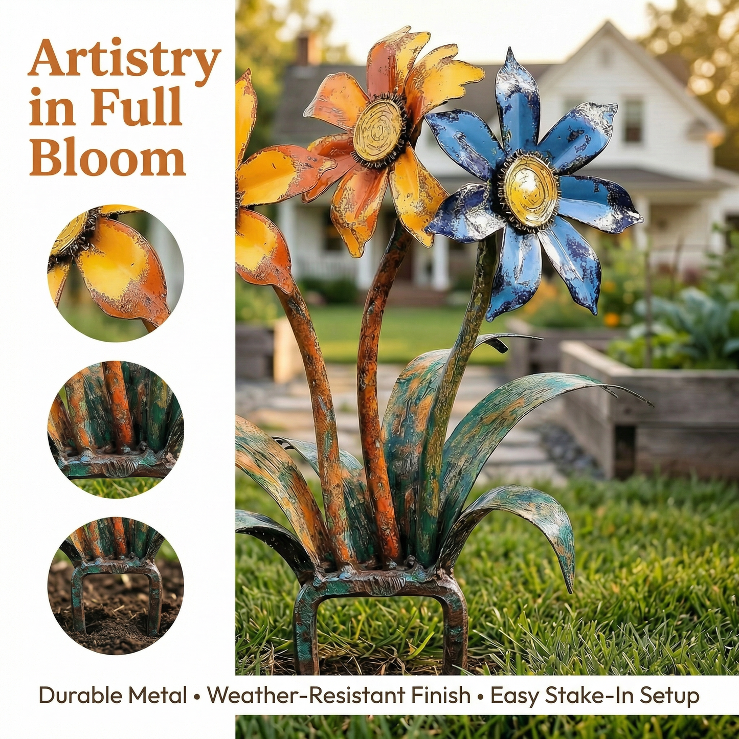 🌼🌼2026 Mother's Day Gifts 50% Off--💖🎁Handcrafted Rustic Metal Flower Garden Stakes