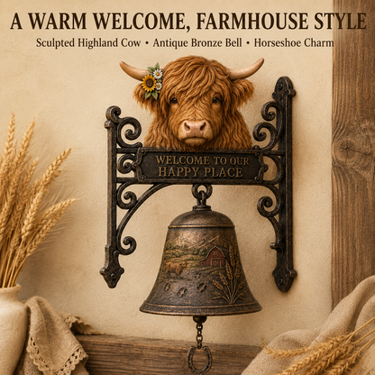 🎅 2026 Christmas Gift 50% Off--🐂Highland Cow Farmhouse Welcome Bell🔔