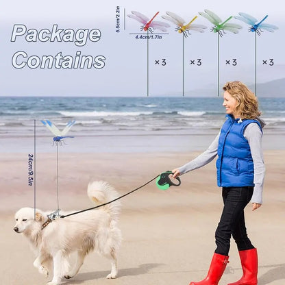 12 Counts Outdoor Fake Dragonfly Rod Clip, Garden MetalDragonfly Clip