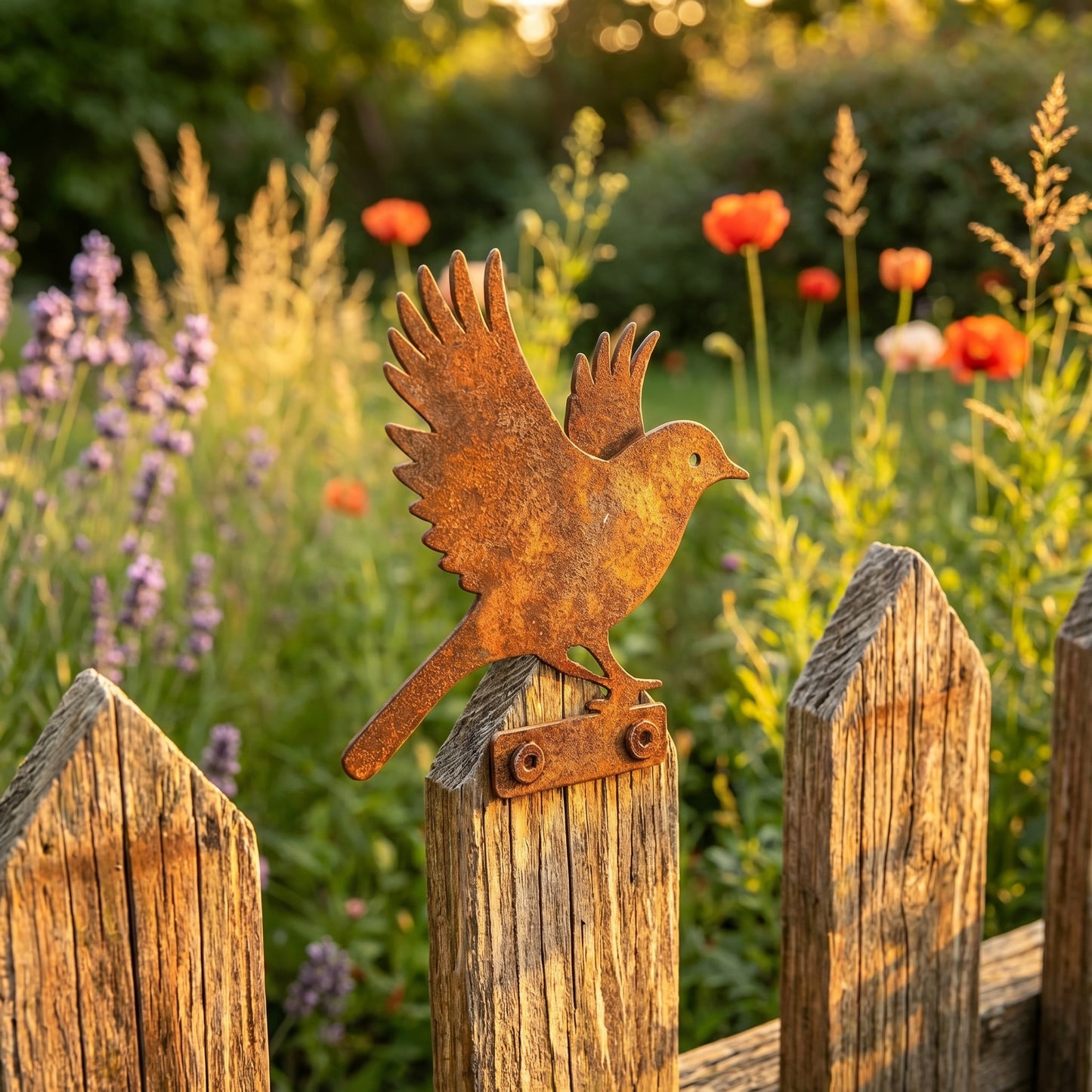 5-Piece Lifelike Rusty Metal Bird Silhouettes Garden Art