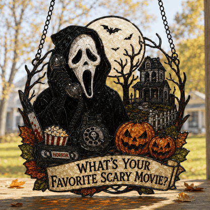 👻👻Premium Ghostface Scream Stained Glass Suncatcher Window Hanging Halloween Decor