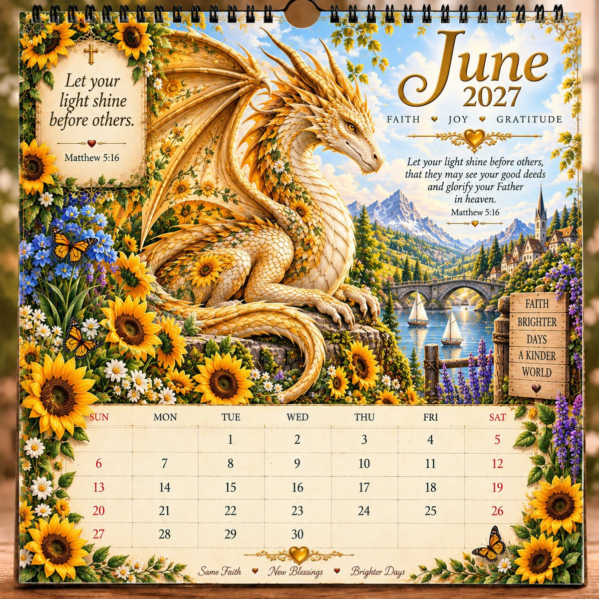 🔥🔥LAST DAY 50% OFF - 🐉📖2027 Dragon Seasons of Faith Calendar – 12 Fantasy Dragons, Scripture & Seasonal Christian Art