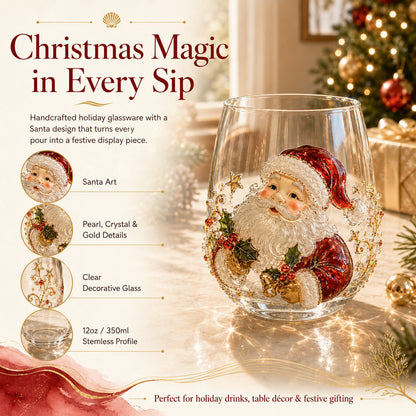 🎄🎄✨ Christmas Glass Art Cup | Luxury  Holiday Glassware for Drinks, Decor & Christmas Gifts 🎁