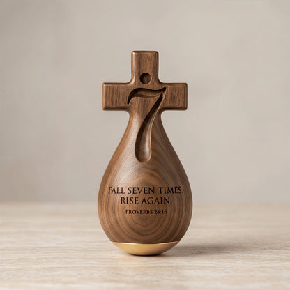 ✝️✝️Proverbs 24:16 –✨ Solid Wood Faithful Roly-Poly Ornament