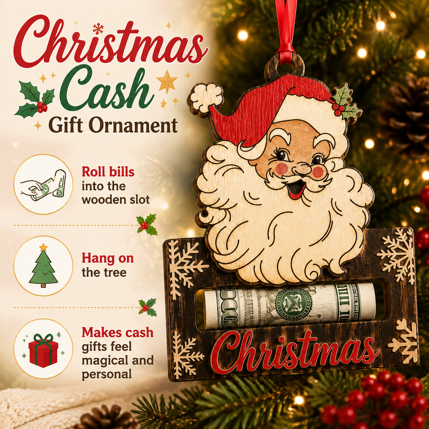 🎅🎅 2026 Christmas Gift 50% Off--Christmas Cash Gift Ornament | Money Holder Tree Decoration 10 Styles