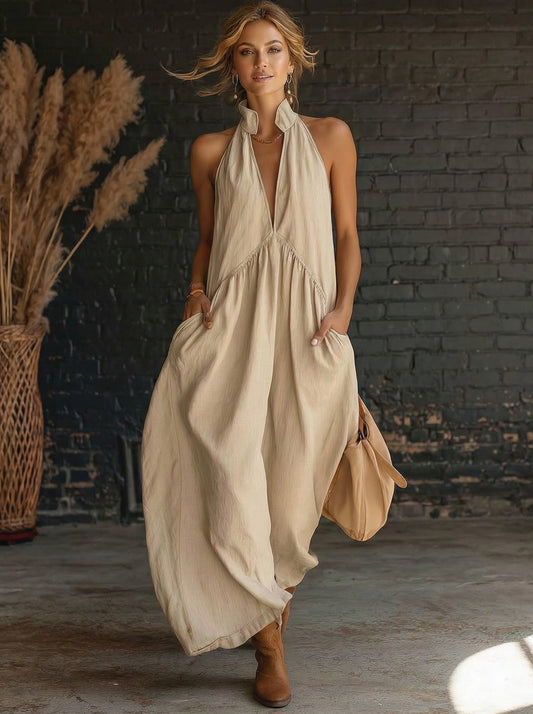 🎁Last Day Promotion 60% OFF🌴2026 Minimalist Halter Neck Maxi Dress