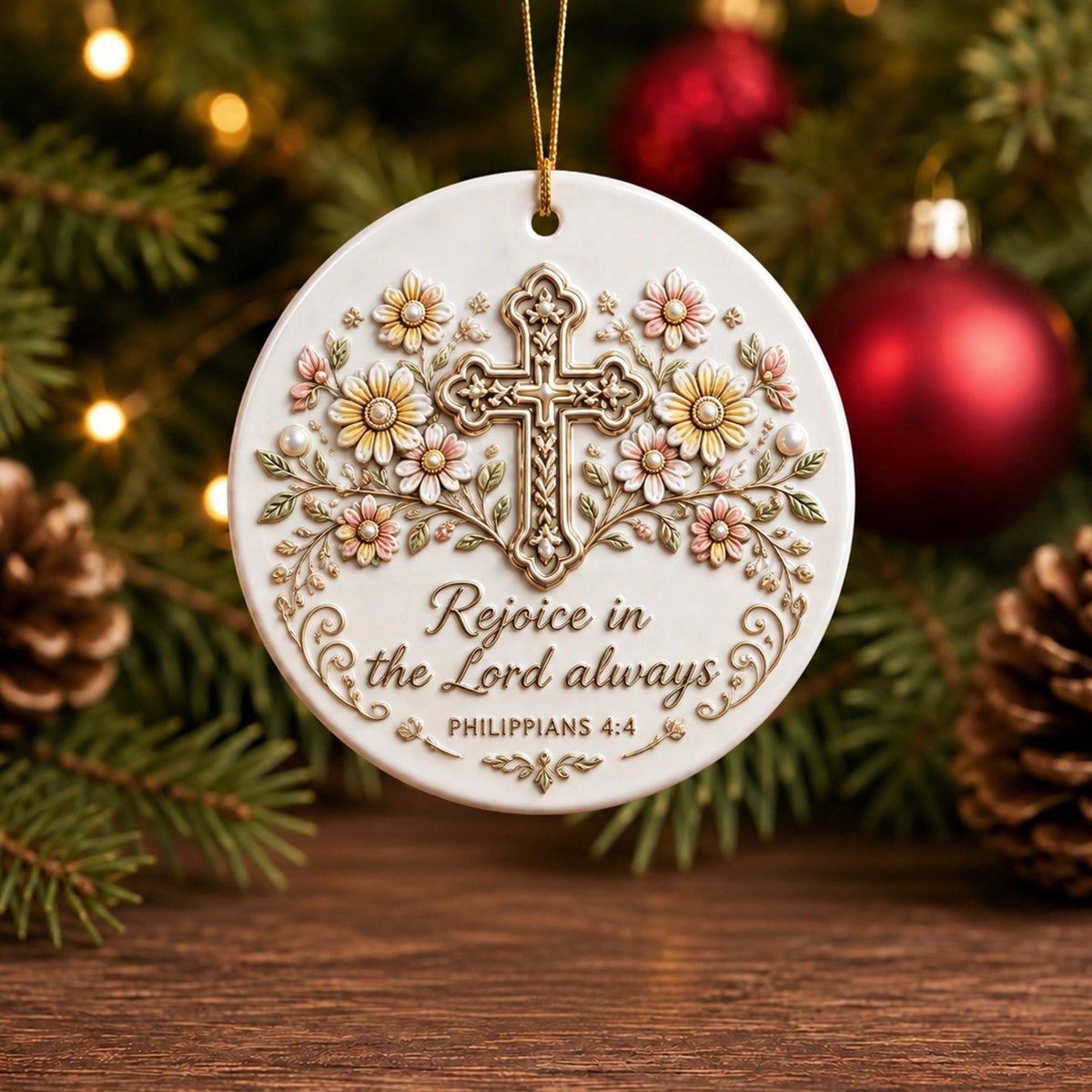 Faith Over Fear Ornament – Christian Ceramic Hanging Decor Inspired by Isaiah 41:10, Hope, Courage & Divine Strength