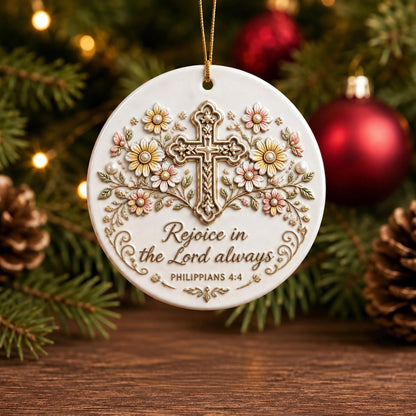 Faith Over Fear Ornament – Christian Ceramic Hanging Decor Inspired by Isaiah 41:10, Hope, Courage & Divine Strength