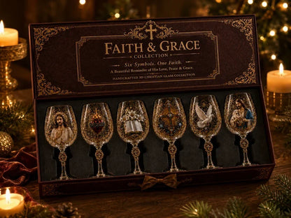 🎅🎅 2026 Christmas Gift 50% Off--✝️Faith & Grace 3D Christian Wine Glass Set – Meaningful Faith Gift🎁