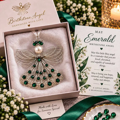⏳⏳⏳ Last Day 50% OFF – 👼Handmade Birthstone Angel Wire Ornament |12 Meaningful Birthstone Colors with Keepsake Card ✨