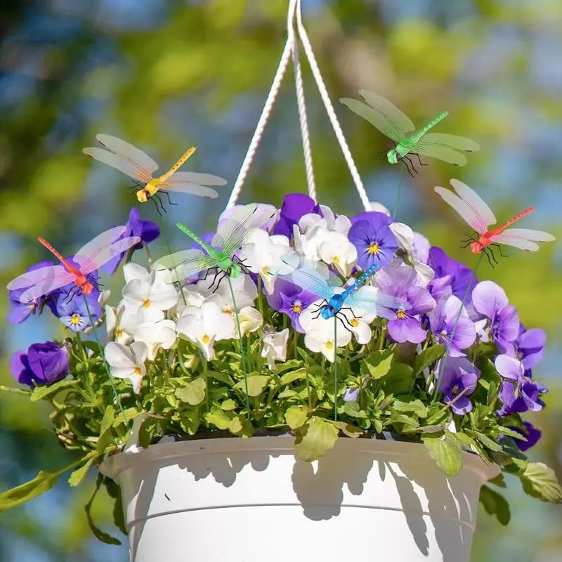 12 Counts Outdoor Fake Dragonfly Rod Clip, Garden MetalDragonfly Clip