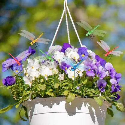 12 Counts Outdoor Fake Dragonfly Rod Clip, Garden MetalDragonfly Clip