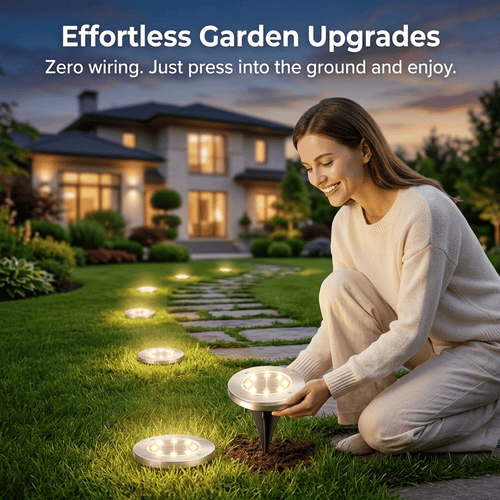 🌙 Solar Ground Lights – 8 LED Outdoor Disk Lights