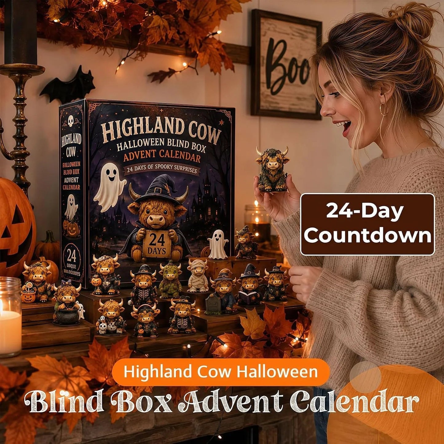 🎅 2026 Christmas Gift 50% Off--🐮2026 Highland Cow Halloween Countdown Calendar