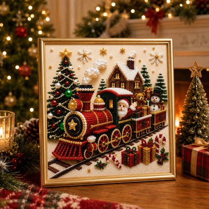 🎄🎄🎅 Premium 3D Pearl Christmas Wall Art Kit | Luxury Flocked Canvas with Scratch-Resistant Non-Fading Pearl Beads DIY Holiday Decor ⛄️❄️