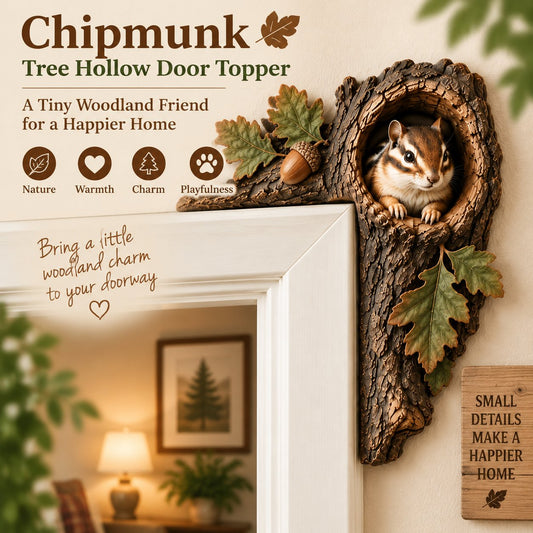 🎅 🎅2026 Christmas Gift 50% Off-- 🐿️Chipmunk Tree Hollow Door Topper | Woodland Animal Doorway Decor For Cozy Nature Homes
