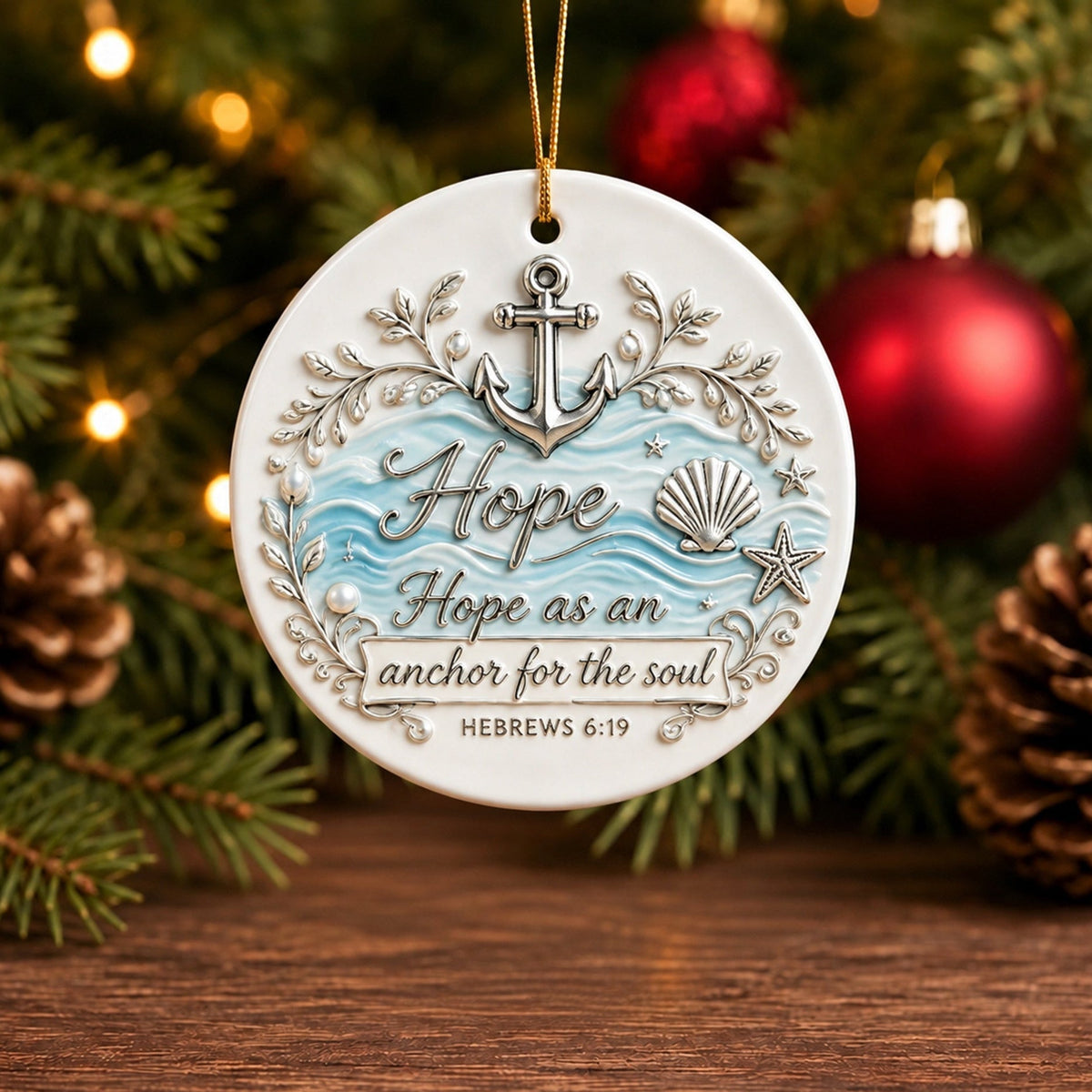 Faith Over Fear Ornament – Christian Ceramic Hanging Decor Inspired by Isaiah 41:10, Hope, Courage & Divine Strength