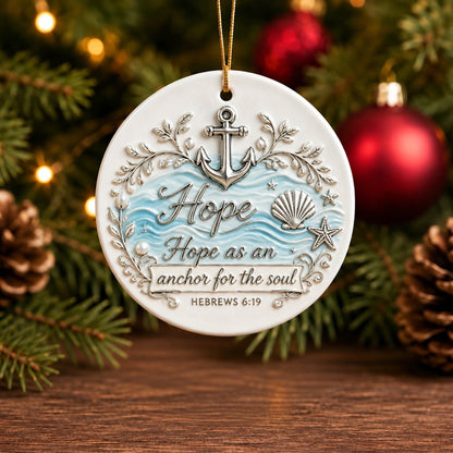 Faith Over Fear Ornament – Christian Ceramic Hanging Decor Inspired by Isaiah 41:10, Hope, Courage & Divine Strength