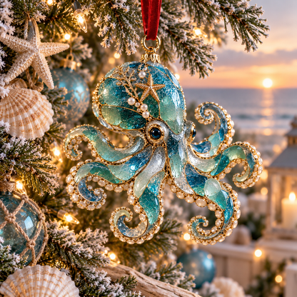 🎅 2026 Christmas Gift 50% Off--2026 Ocean Christmas Series Sea Glass Ornament Collection – Seahorse, Octopus, Jellyfish, Shark, Sea Turtle & Whale Coastal Holiday Keepsakes