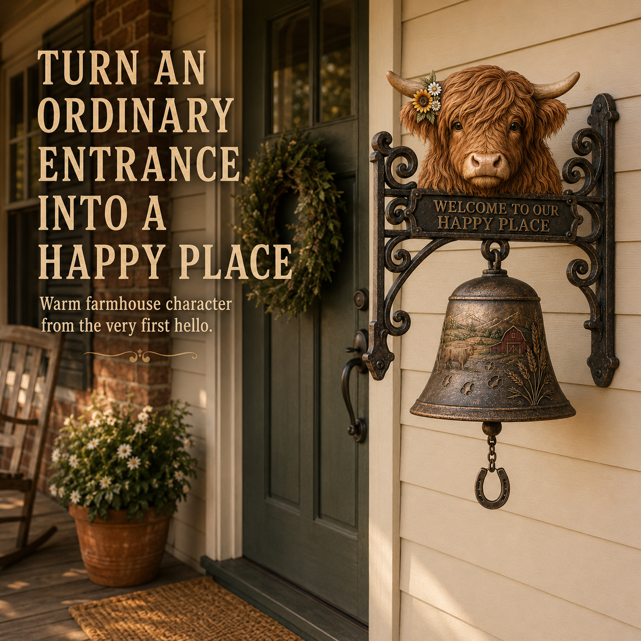 🎅🎅 2026 Christmas Gift 50% Off--🐂Highland Cow Farmhouse Welcome Bell🔔