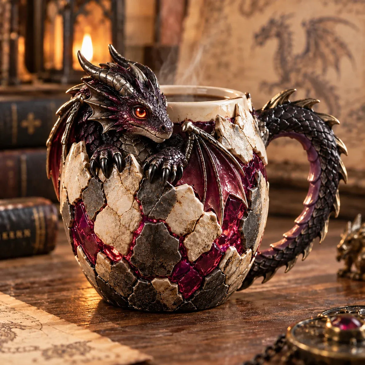 ⏳⏳ Last Day 50% OFF – 🐉 Dragonbound RealmsTM Sculpted Dragon Mug Collection | 6 Fantasy Realm Designs with Raised 3D Dragon Details ☕
