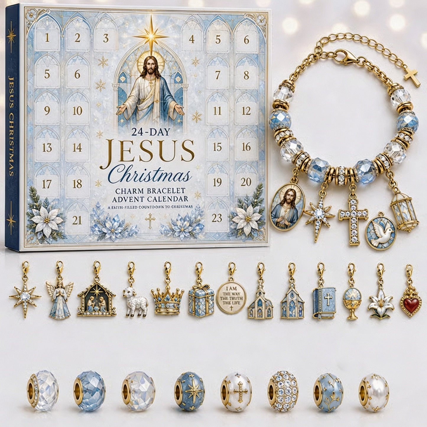 🎅 2026 Christmas Gift 50% Off--🎄24-Day Christian Christmas Charm Bracelet Advent Calendar