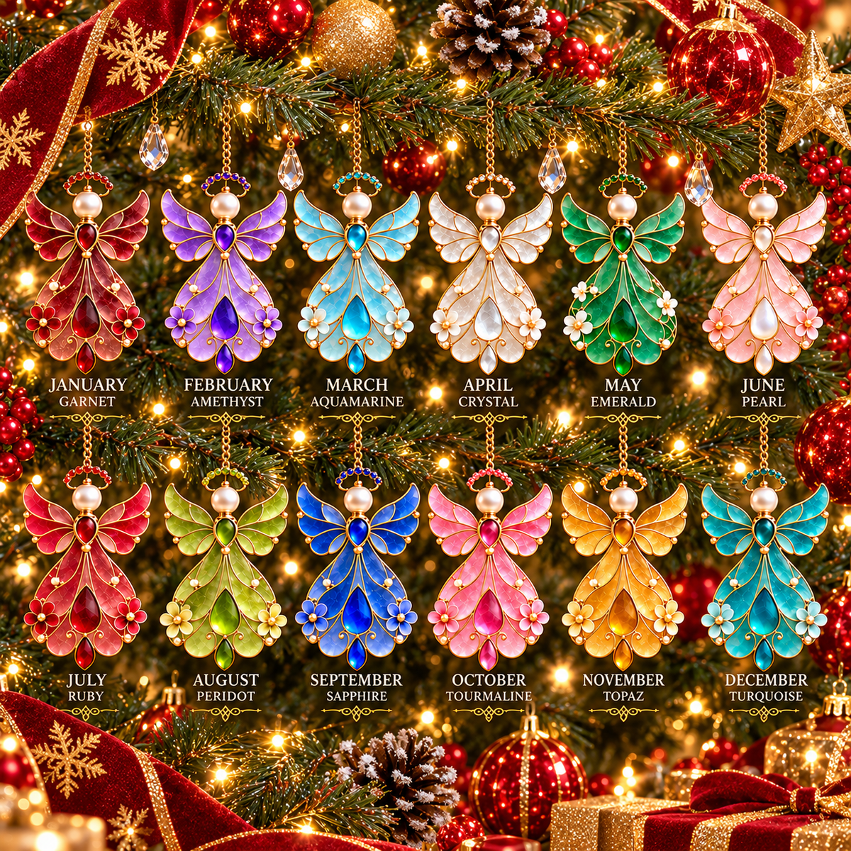 🔥LAST DAY 50% OFF🔥 - 12-Month Birthstone Angel Ornament Collection – Stained Glass Christmas Tree Decorations & Meaningful Keepsake Gifts