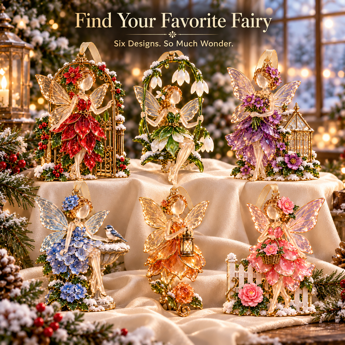 ⏳ Last Day 50% OFF - Winter Garden Fairies – 6 Enchanting Christmas Ornament Designs