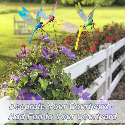 12 Counts Outdoor Fake Dragonfly Rod Clip, Garden MetalDragonfly Clip