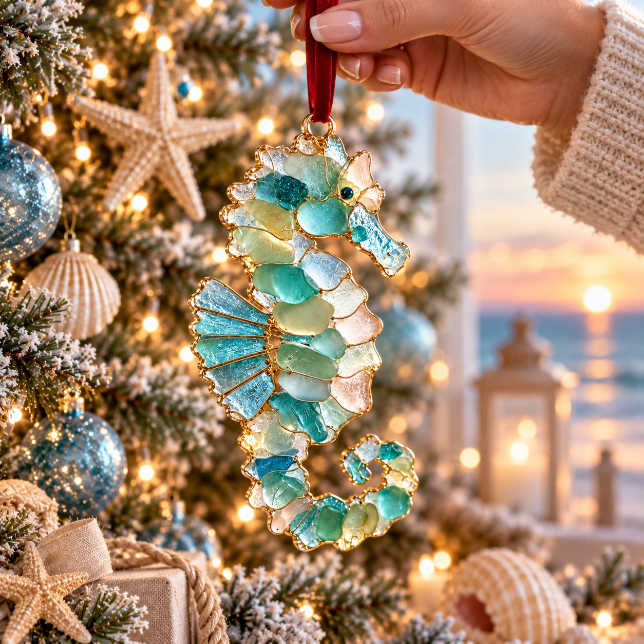 🎅🎅 2026 Christmas Gift 50% Off--2026 Ocean Christmas Series Sea Glass Ornament Collection – Seahorse, Octopus, Jellyfish, Shark, Sea Turtle & Whale Coastal Holiday Keepsakes