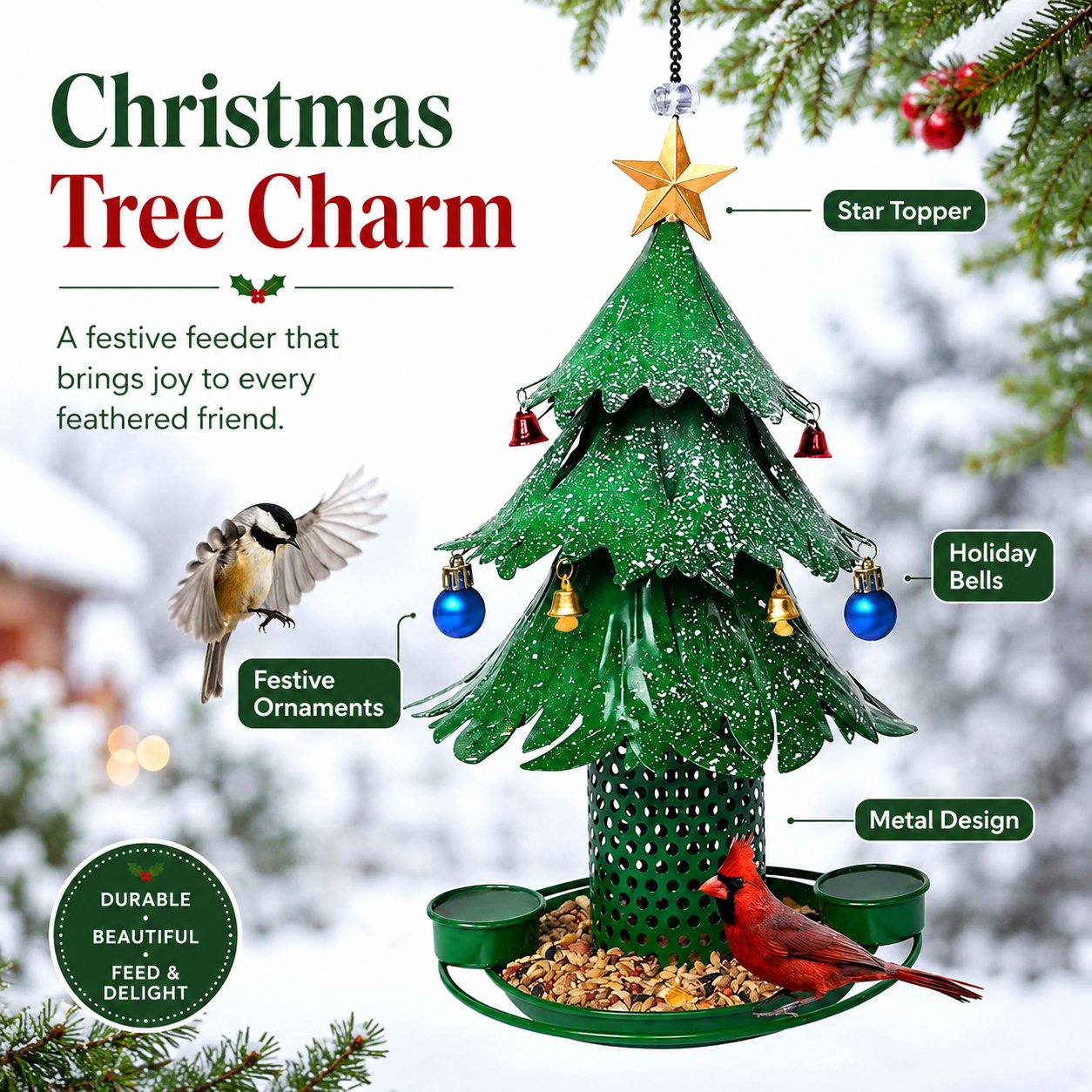 🔥HOT SALE 49% OFF🎄Christmas Tree Bird Feedera🐦Festive Backyard Holiday Decor✨