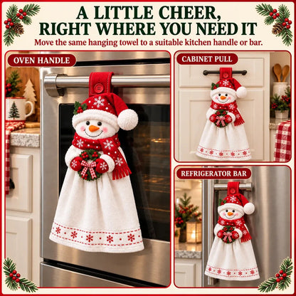 🎄 Christmas Hanging Hand Towel | Button-On Loop Keeps It Within Reach