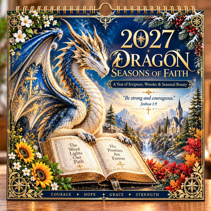 🔥🔥LAST DAY 50% OFF - 🐉📖2027 Dragon Seasons of Faith Calendar – 12 Fantasy Dragons, Scripture & Seasonal Christian Art