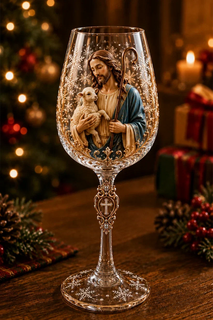 🎅🎅 2026 Christmas Gift 50% Off--✝️Faith & Grace 3D Christian Wine Glass Set – Meaningful Faith Gift🎁