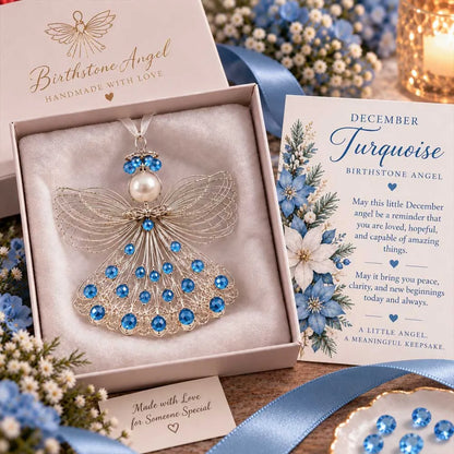 ⏳⏳⏳ Last Day 50% OFF – 👼Handmade Birthstone Angel Wire Ornament |12 Meaningful Birthstone Colors with Keepsake Card ✨