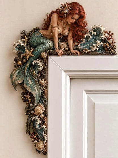 🧜‍♀️ 🐚🧜‍♀️ 🐚 Beautiful Mermaid Door Corner 🌊 Waves & Seashells Fantasy Wall Decor