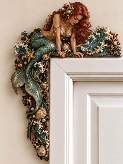 🧜‍♀️ 🐚 Beautiful Mermaid Door Corner 🌊 Waves & Seashells Fantasy Wall Decor
